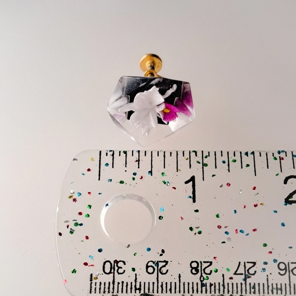 Vintage Mid-Century Lucite Orchid Matching Necklace & Earrings - Picture 8 of 11